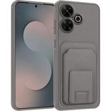 Xiaomi Redmi 13 Uyumlu Kılıf Zebana Flexstand Kartlıklı Silikon Kılıf Gri