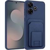 Xiaomi Redmi 13 Uyumlu Kılıf Zebana Flexstand Kartlıklı Silikon Kılıf Lacivert
