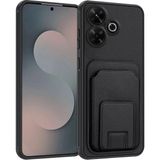 Xiaomi Redmi 13 Uyumlu Kılıf Zebana Flexstand Kartlıklı Silikon Kılıf Siyah