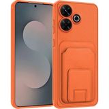 Xiaomi Redmi 13 Uyumlu Kılıf Zebana Flexstand Kartlıklı Silikon Kılıf Turuncu