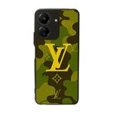 Xiaomi Redmi 13C ile Uyumlu BG AKSESUAR Louis Vuitton Desenli Mat Siyah Silikon Kılıf, Şok Emici Koruyucu Kapak
