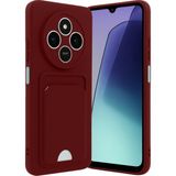 Xiaomi Redmi 14C Uyumlu Arka Kamera Korumalı Kart Koyulabilen Silikon Kartlıklı Kılıf Kapak - Bordo