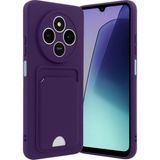 Xiaomi Redmi 14C Uyumlu Arka Kamera Korumalı Kart Koyulabilen Silikon Kartlıklı Kılıf Kapak - Derin Mor