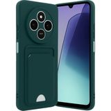 Xiaomi Redmi 14C Uyumlu Arka Kamera Korumalı Kart Koyulabilen Silikon Kartlıklı Kılıf Kapak - Koyu Yeşil