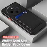 Xiaomi Redmi 14C Uyumlu Kılıf Kamera Korumalı Kartlıklı Cüzdanlı Kırmızı Tuşlu Siyah Silikon Kapak