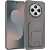 Xiaomi Redmi 14C Uyumlu Kılıf Zebana Flexstand Kartlıklı Silikon Kılıf Gri