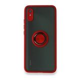 Xiaomi Redmi 9A Montreal Yüzüklü Silikon Kapak Kırmızı Kılıf