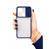Xiaomi Redmi 9C ile uyumlu Kılıf Slayt Sürgülü Arkası Buzlu Lensi Kapak - Lacivert