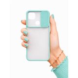 Xiaomi Redmi 9C ile uyumlu Kılıf Slayt Sürgülü Arkası Buzlu Lensi Kapak - Turkuaz