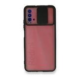 Xiaomi Redmi 9T Palm Buzlu Kamera Sürgülü Silikon - Siyah Cep Telefonu Kılıfı