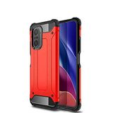 Xiaomi Redmi K40 ile uyumlu Çİft Katman Koruyucu Crash Military Tank Kılıf - Kırmızı