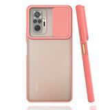 Xiaomi Redmi Note 10 Pro ile uyumlu Kılıf Slayt Sürgülü Arkası Buzlu Lensi Kapak - Pembe Açık