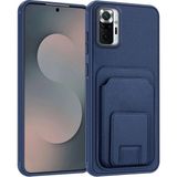 Xiaomi Redmi Note 10 Pro Max Uyumlu Kılıf Zebana Flexstand Kartlıklı Silikon Kılıf Lacivert