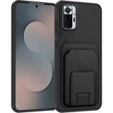 Xiaomi Redmi Note 10 Pro Max Uyumlu Kılıf Zebana Flexstand Kartlıklı Silikon Kılıf Siyah