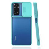 Xiaomi Redmi Note 11 Global ile uyumlu Kılıf Slayt Sürgülü Arkası Buzlu Lensi Kapak - Turkuaz