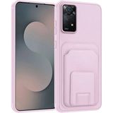 Xiaomi Redmi Note 11 Pro 4g Uyumlu Kılıf Zebana Flexstand Kartlıklı Silikon Kılıf Rose Gold