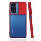 Xiaomi Redmi Note 11 Pro 5G ile uyumlu Kılıf Slayt Sürgülü Arkası Buzlu Lensi Kapak - Kırmızı