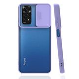 Xiaomi Redmi Note 11 Pro 5G ile uyumlu Kılıf Slayt Sürgülü Arkası Buzlu Lensi Kapak - Lila