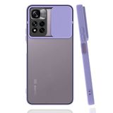 Xiaomi Redmi Note 11 Pro Plus 5G ile uyumlu Kılıf Slayt Sürgülü Arkası Buzlu Lensi Kapak - Lila