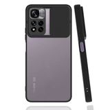 Xiaomi Redmi Note 11 Pro Plus 5G ile uyumlu Kılıf Slayt Sürgülü Arkası Buzlu Lensi Kapak - Siyah