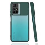 Xiaomi Redmi Note 11T 5G ile uyumlu Kılıf Slayt Sürgülü Arkası Buzlu Lensi Kapak - Koyu Yeşil