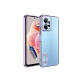Xiaomi Redmi Note 12 4G ile uyumlu Yanları Renkli Lens Korumalı Logo Gösteren Luxury Silikon Kılıf - Lila