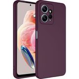 Xiaomi Redmi Note 12 4g Kılıf Kamera Korumalı Lansman Kadife Iç Yüzeyli (Şık Tasarım) Silikon Kapak - Koyu Mor