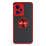 Xiaomi Redmi Note 12 5G Uyumlu Kılıf Montreal Yüzüklü Silikon Kapak - Kırmızı