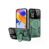 Xiaomi Redmi Note 12 Pro 4G Uyumlu Kılıf Joy Lens Standlı Kapak - Koyu Yeşil