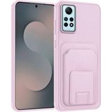 Xiaomi Redmi Note 12 Pro 4g Uyumlu Kılıf Zebana Flexstand Kartlıklı Silikon Kılıf Rose Gold