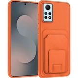 Xiaomi Redmi Note 12 Pro 4g Uyumlu Kılıf Zebana Flexstand Kartlıklı Silikon Kılıf Turuncu