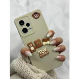 Xiaomi Redmi Note 12 Pro 5g Çiçek Kiraz Ayıcıklı Şekerli Tatlı Şirin Krem Renk Toy Bear Kılıf