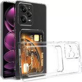 Xiaomi Redmi Note 12 Pro 5G Kılıf Kartlıklı Şeffaf Mnc Setra Clear Silikon Kapak-Renksiz