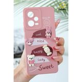 Xiaomi Redmi Note 12 Pro 5g Kılıf Tasarımlı Desenli Kamera Korumalı Tavşan Pembe Yumuşak Silikon Kapak - Cute Sweet