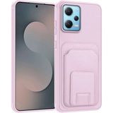 Xiaomi Redmi Note 12 Pro 5g Uyumlu Kılıf Zebana Flexstand Kartlıklı Silikon Kılıf Rose Gold