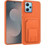 Xiaomi Redmi Note 12 Pro 5g Uyumlu Kılıf Zebana Flexstand Kartlıklı Silikon Kılıf Turuncu