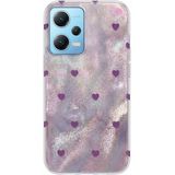 Xiaomi Redmi Note 12 Pro 5g Uyumlu Kılıf Zebana Pink Heart Silikon Kılıf Lila