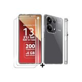 Xiaomi Redmi Note 13 Pro 4g Kılıf Kamera Çıkıntılı Yumuşak Şeffaf Silikon +9h Ekran Koruyucu Cam Set