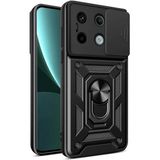 Xiaomi Redmi Note 13 Pro 4g Uyumlu Kamera Koruma Sürgülü Yüzüklü Tank Kılıf - Siyah