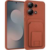 Xiaomi Redmi Note 13 Pro 4g Uyumlu Kılıf Zebana Flexstand Kartlıklı Silikon Kılıf Kahverengi