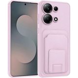 Xiaomi Redmi Note 13 Pro 4g Uyumlu Kılıf Zebana Flexstand Kartlıklı Silikon Kılıf Rose Gold