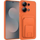 Xiaomi Redmi Note 13 Pro 4g Uyumlu Kılıf Zebana Flexstand Kartlıklı Silikon Kılıf Turuncu
