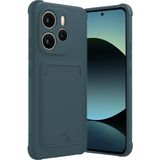 Xiaomi Redmi Note 14 4g Uyumlu Arka Kamera Korumalı Kart Koyulabilen Silikon Kartlıklı Kılıf Kapak - Koyu Yeşil