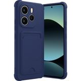 Xiaomi Redmi Note 14 4g Uyumlu Arka Kamera Korumalı Kart Koyulabilen Silikon Kartlıklı Kılıf Kapak - Lacivert