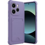 Xiaomi Redmi Note 14 4g Uyumlu Arka Kamera Korumalı Kart Koyulabilen Silikon Kartlıklı Kılıf Kapak - Lila