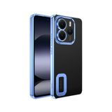 Xiaomi Redmi Note 14 5G İle Uyumlu Kılıf Logo Gösteren Parlak Kenarlı Kamera Lens Korumalı Şeffaf Omega Silikon Kapak T37165 Sierra Mavi