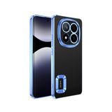 Xiaomi Redmi Note 14 Pro 4G İle Uyumlu Kılıf Logo Gösteren Parlak Kenarlı Kamera Lens Korumalı Şeffaf Omega Silikon Kapak T37166 Sierra Mavi