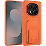 Xiaomi Redmi Note 14 Pro 5g Uyumlu Kılıf Zebana Flexstand Kartlıklı Silikon Kılıf Turuncu
