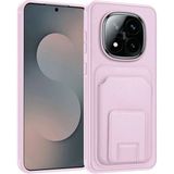 Xiaomi Redmi Note 14 Pro Plus 5g Uyumlu Kılıf Zebana Flexstand Kartlıklı Silikon Kılıf Rose Gold