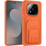 Xiaomi Redmi Note 14 Pro Plus 5g Uyumlu Kılıf Zebana Flexstand Kartlıklı Silikon Kılıf Turuncu